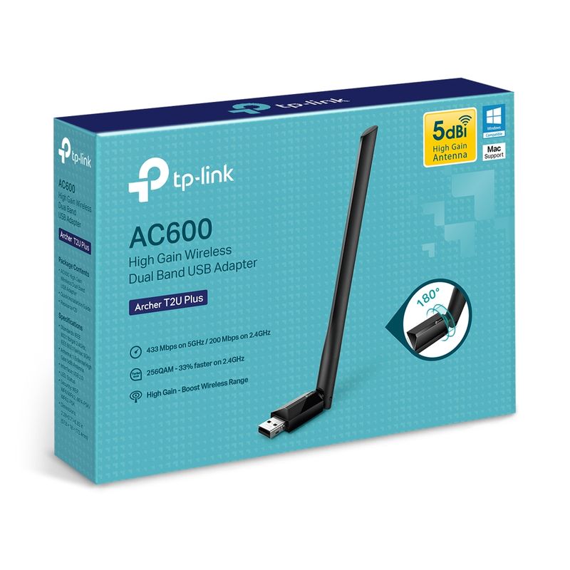 Adaptador-Wi-Fi-TP-Link-Archer-T2U-Plus-AC600-USB-Dual-Band