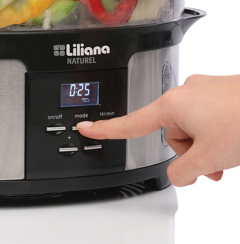 Vaporiera-LILIANA-AV930-Naturel-1050W-Digital-12-Litros-3-Niveles-Gris