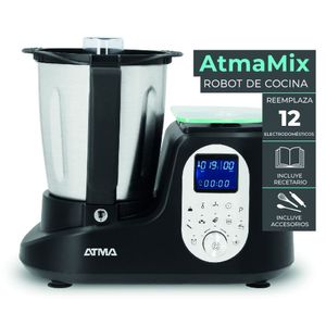 Robot de cocina AtmaMix RC2020BP 12 prog, 10 Vel, LCD,  8 en 1 Negro