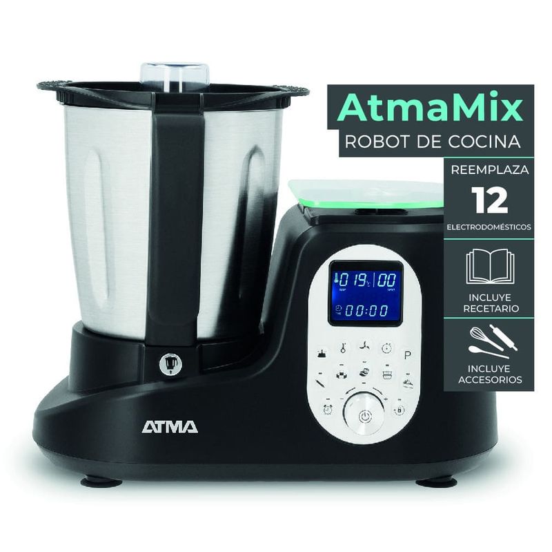 Robot-de-cocina-AtmaMix-RC2020WP-12-prog-10-Vel-LCD--8-en-1-Negro