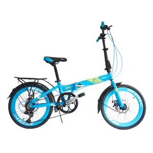 Bicicleta Plegable Folding SBK Rodado 20 acero y aluminio Celeste