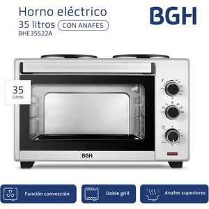 Horno Eléctrico BGH SILVER BHE35S22A 1600W 35 Lts con Anafe Doble Grill Función Convección