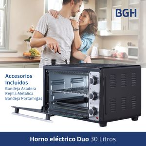 Horno Eléctrico BGH DUO BHE40M23N 1500W 40 Lts Doble Grill 3 Niveles Cocción