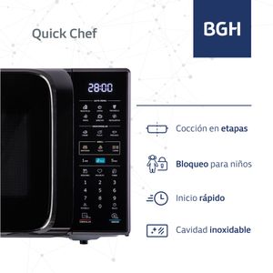 Microondas BGH NEGRO B223DN20 Digital ECO 800W 23 Lts Grill