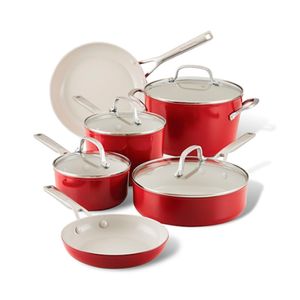 Baterías de Cocina KitchenAid Cerámicas 10 Piezas Rojo