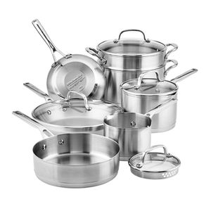 Baterías de Cocina KitchenAid Apto Inducción 11 Piezas Acero Inoxidable