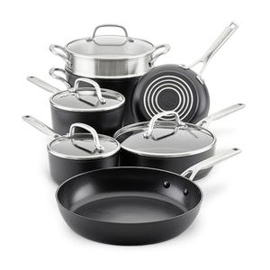 Baterías de Cocina KitchenAid Antiadherente 11 Piezas Acero Inoxidable Negro