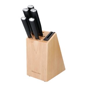 Juego de Cuchillos KitchenAid bloque Madera de Abedul 5 piezas Negro