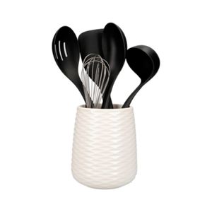Juego de Utensilios de cocina KitchenAid 6 piezas Negro con porta Utensilios de cerámica
