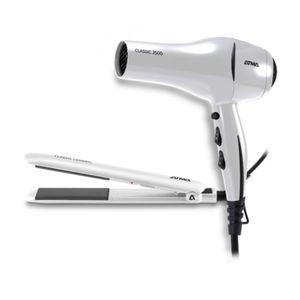 Combo secador y planchita ATMA CK4015P Blanco