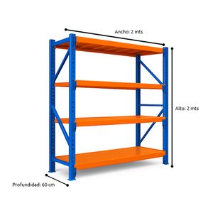 Estantería CASSÉ Home Metalica 200x200x60 Azul y Naranja Combo x6